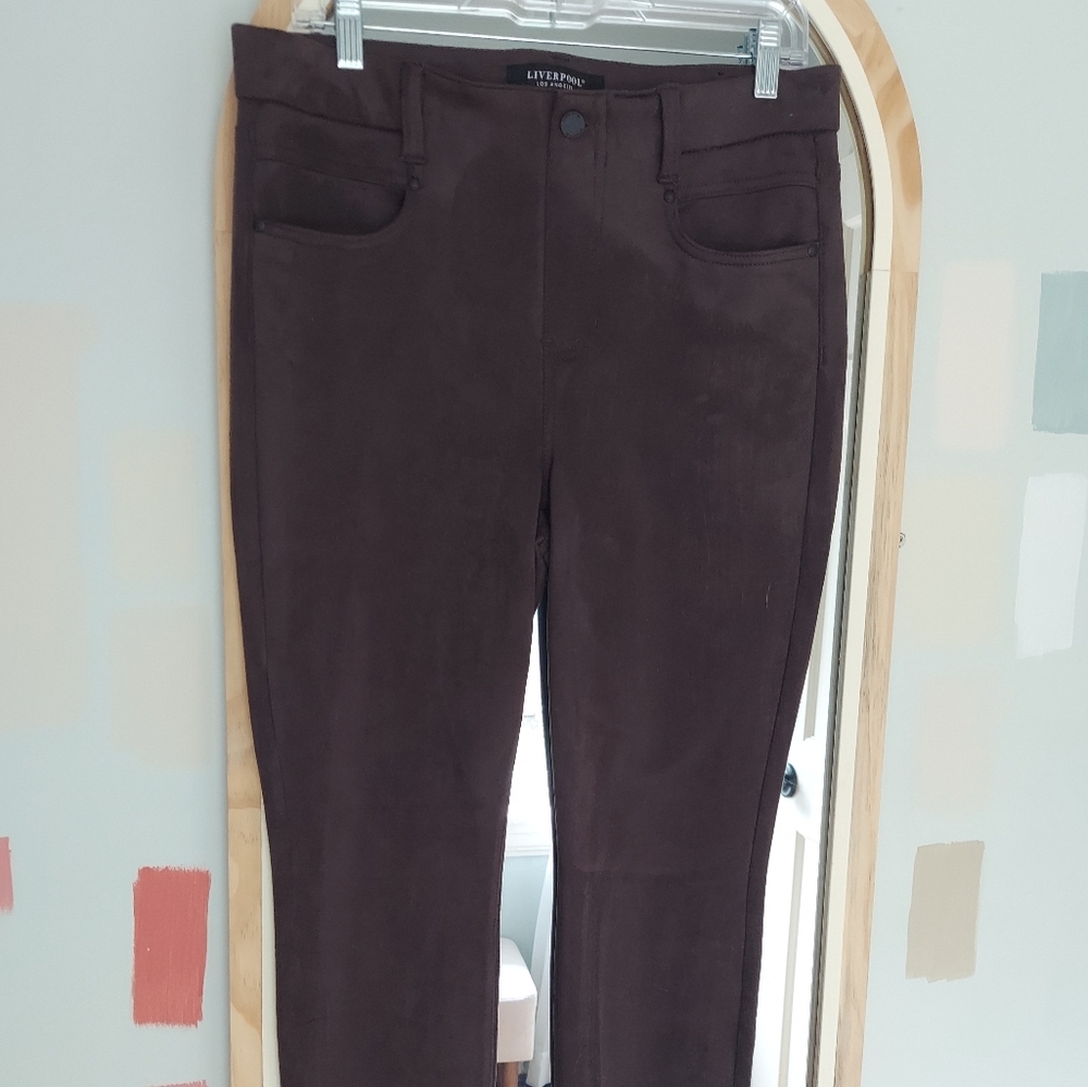 Brown velvet stretchy pants